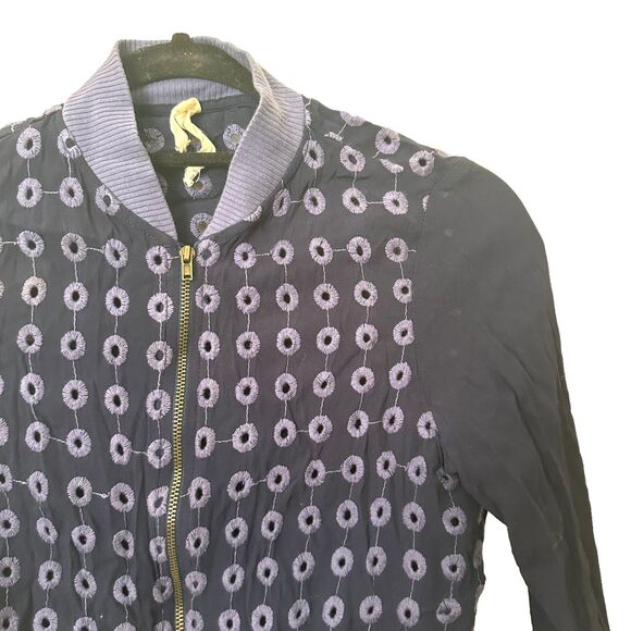 ANTHROPOLOGIE Amadi Eyelet Zippered Light Bomber Jacket Sz Small - Picture 3 of 5